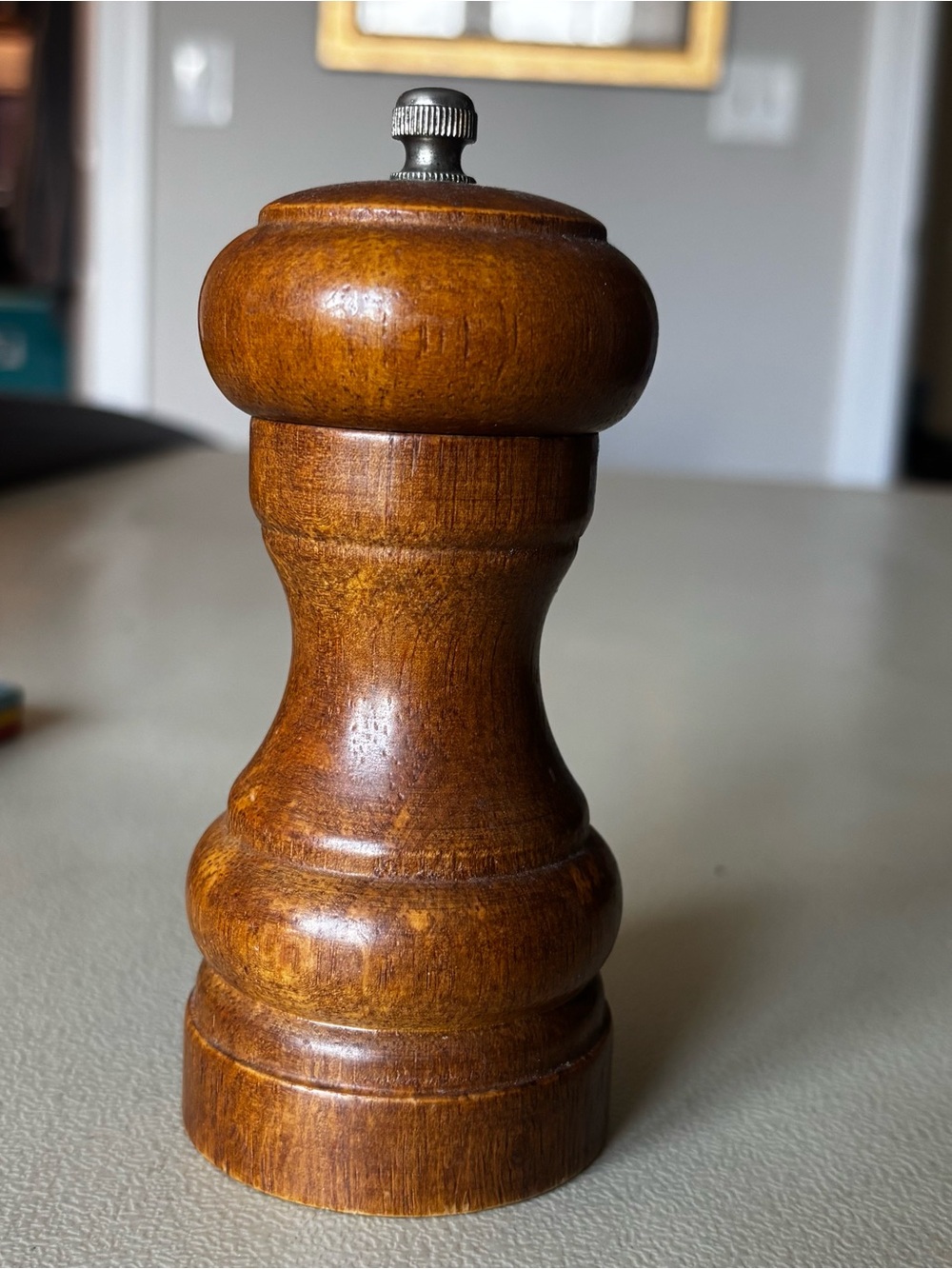 Vintage Chin Te Fa Wooden Pepper Mill Grinder Stainless Steel Taiwan 5½”